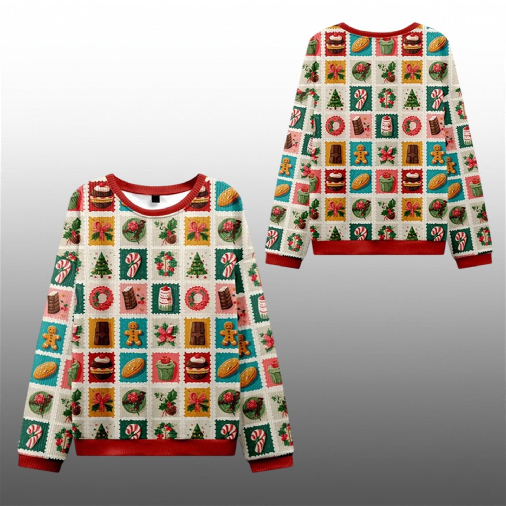 2026 Christmas Festive Treats Patchwork Ugly Sweater - Moonbestprint