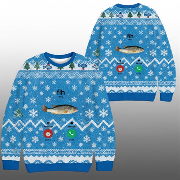 2026 Christmas Fih Incoming Call Meme Ugly Sweater - Moonbestprint
