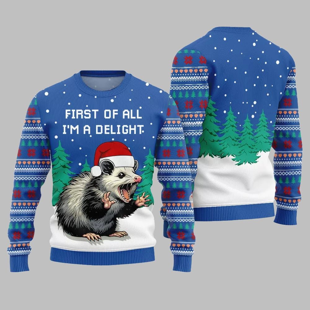 2026 Christmas First Of All Im A Delight Ugly Christmas Sweater - Moonbestprint