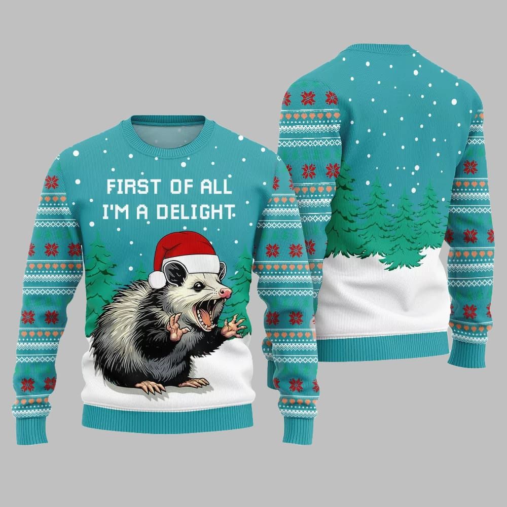 2026 Christmas First Of All Im A Delight Ugly Christmas Sweater - Moonbestprint