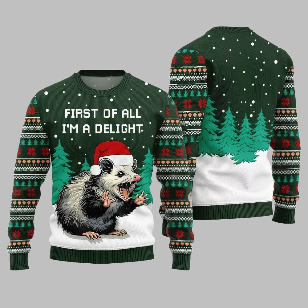 2026 Christmas First Of All Im A Delight Ugly Christmas Sweater - Moonbestprint