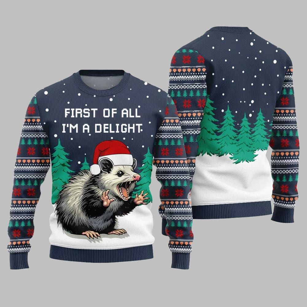2026 Christmas First Of All Im A Delight Ugly Christmas Sweater - Moonbestprint