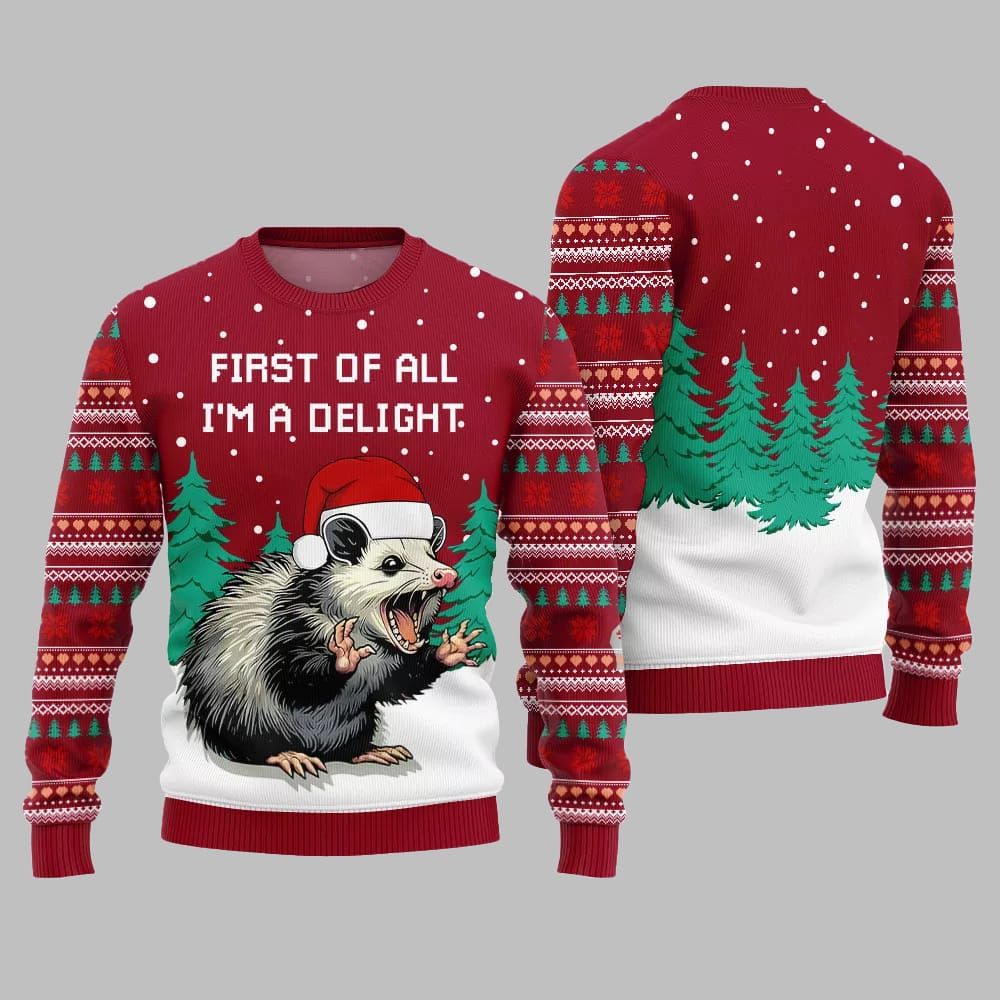 2026 Christmas First Of All Im A Delight Ugly Christmas Sweater - Moonbestprint