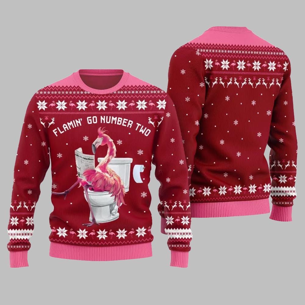 2026 Christmas Flamin Go Number Two Ugly Christmas Sweater - Moonbestprint