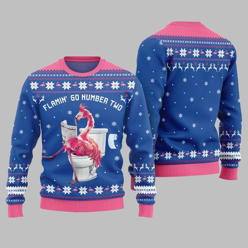 2026 Christmas Flamin Go Number Two Ugly Christmas Sweater - Moonbestprint