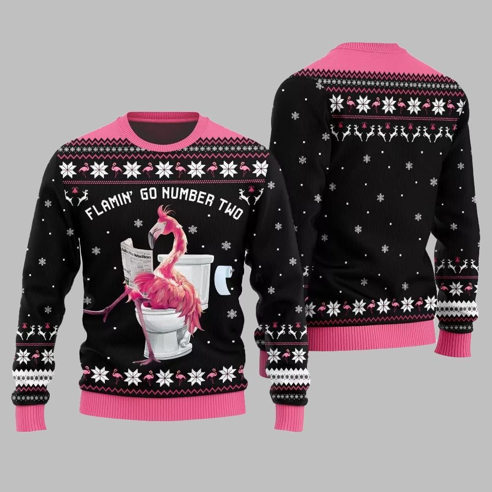 2026 Christmas Flamin Go Number Two Ugly Christmas Sweater - Moonbestprint