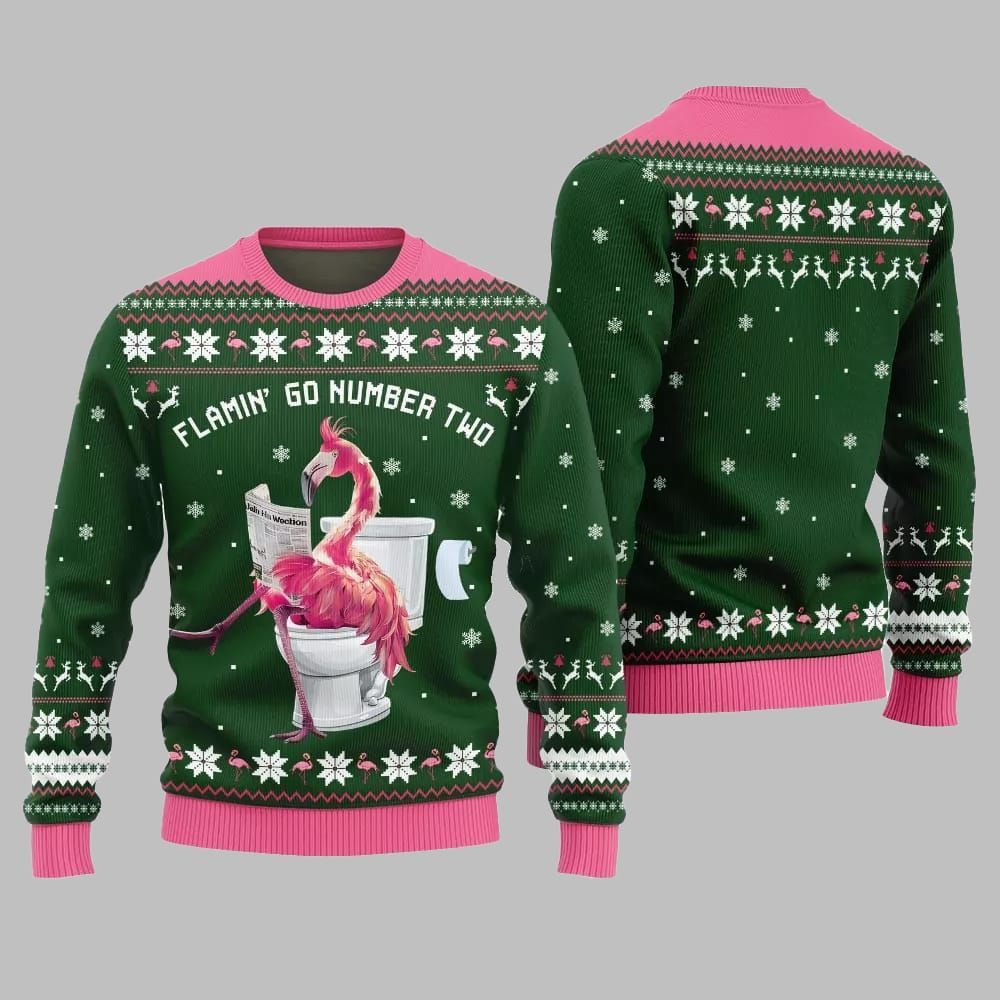 2026 Christmas Flamin Go Number Two Ugly Christmas Sweater - Moonbestprint