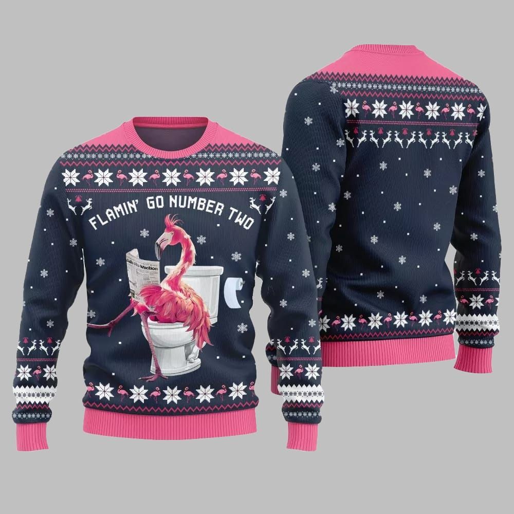 2026 Christmas Flamin Go Number Two Ugly Christmas Sweater - Moonbestprint