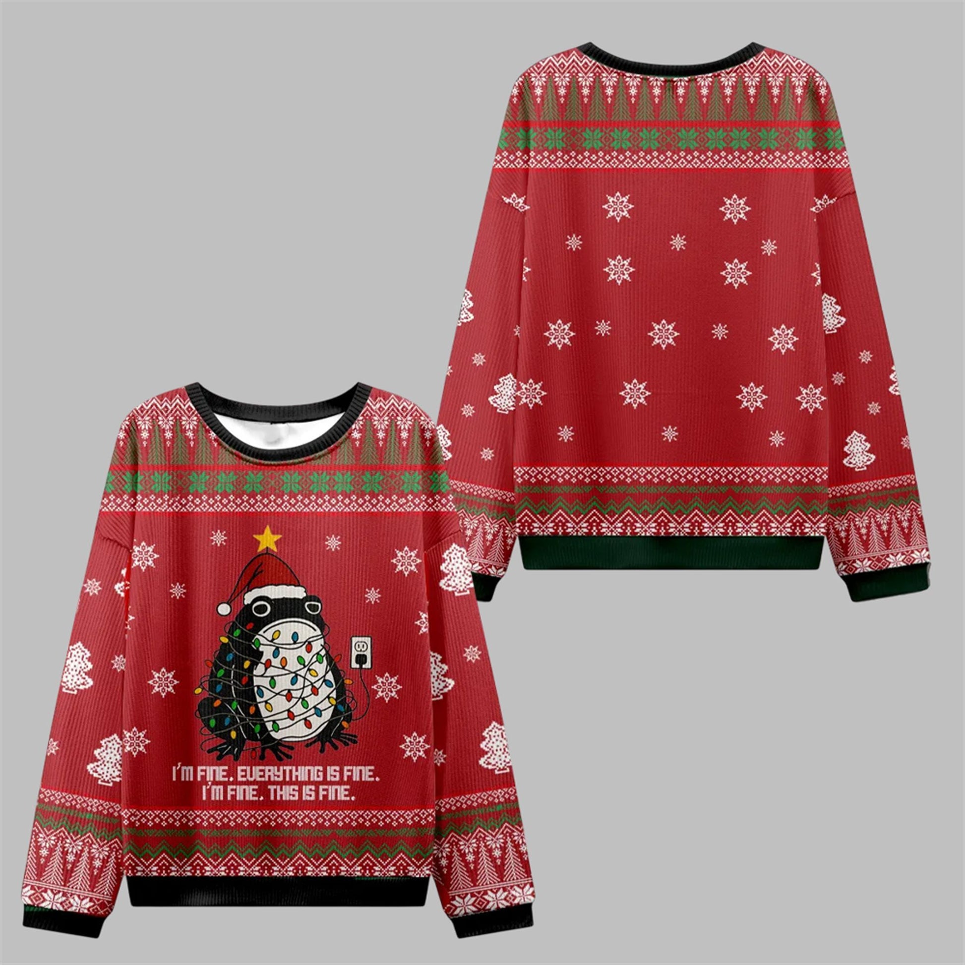 2026 Christmas Frog Everything Is Fine Ugly Sweater - Moonbestprint