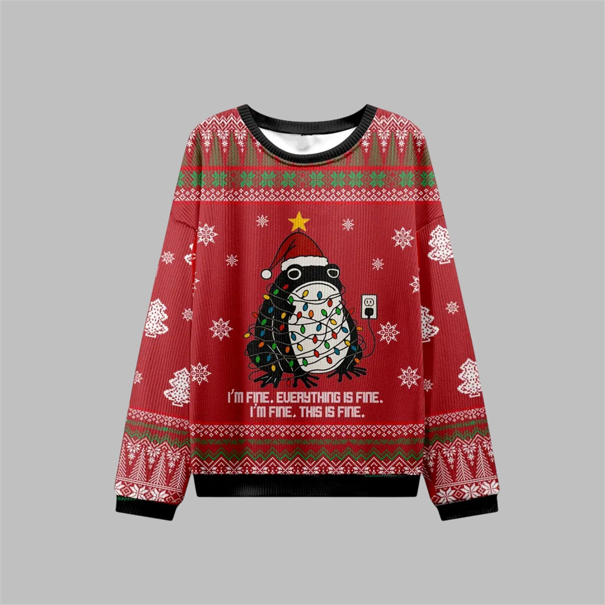 2026 Christmas Frog Everything Is Fine Ugly Sweater - Moonbestprint