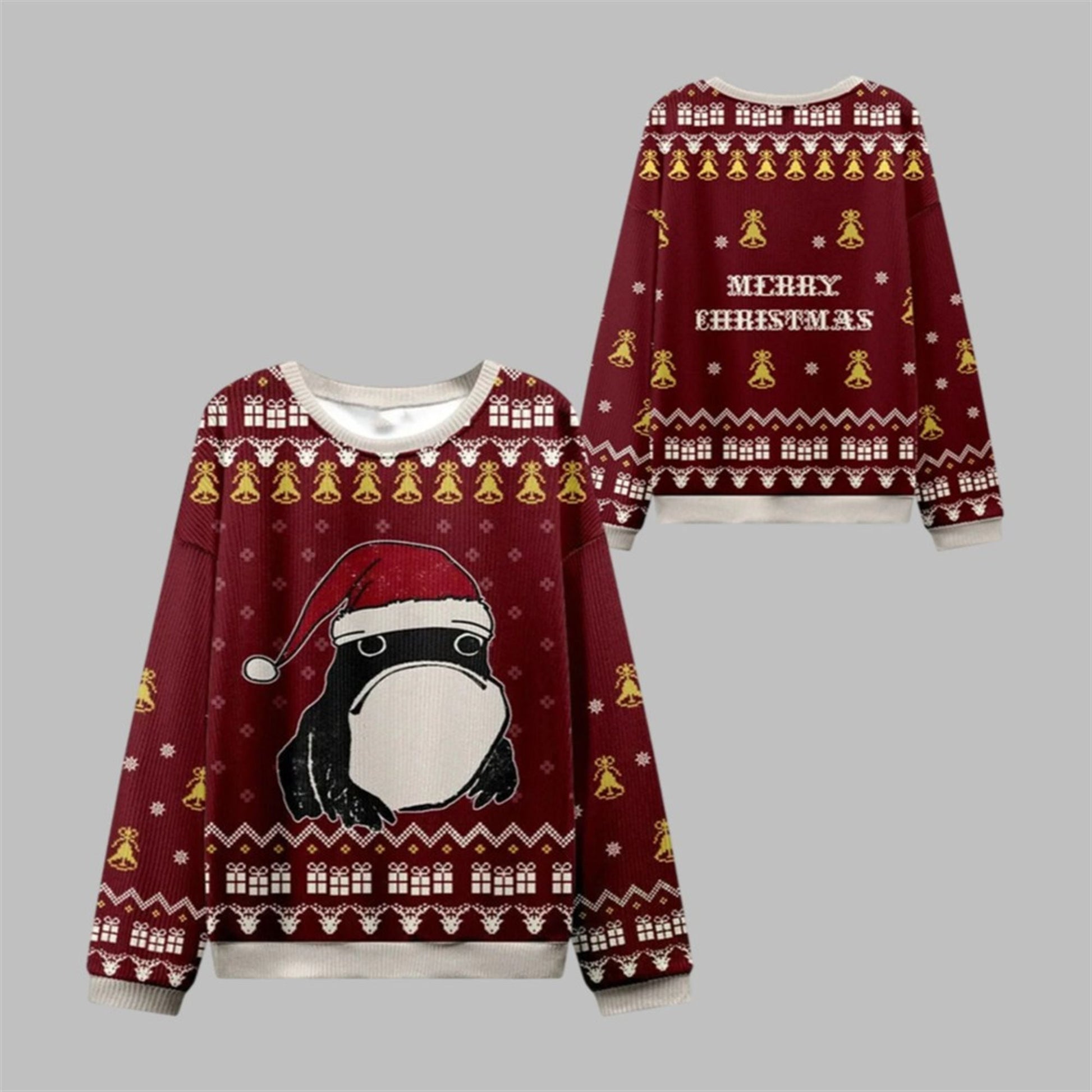 2026 Christmas Frog Wearing Santa Hat Ugly Sweater - Moonbestprint
