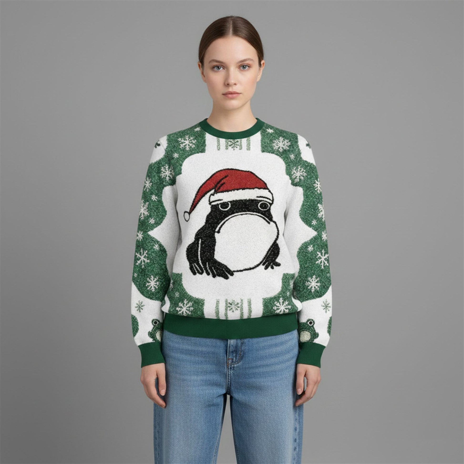 2026 Frog Wearing Santa Hat Ugly Christmas Sweater - Moonbestprint