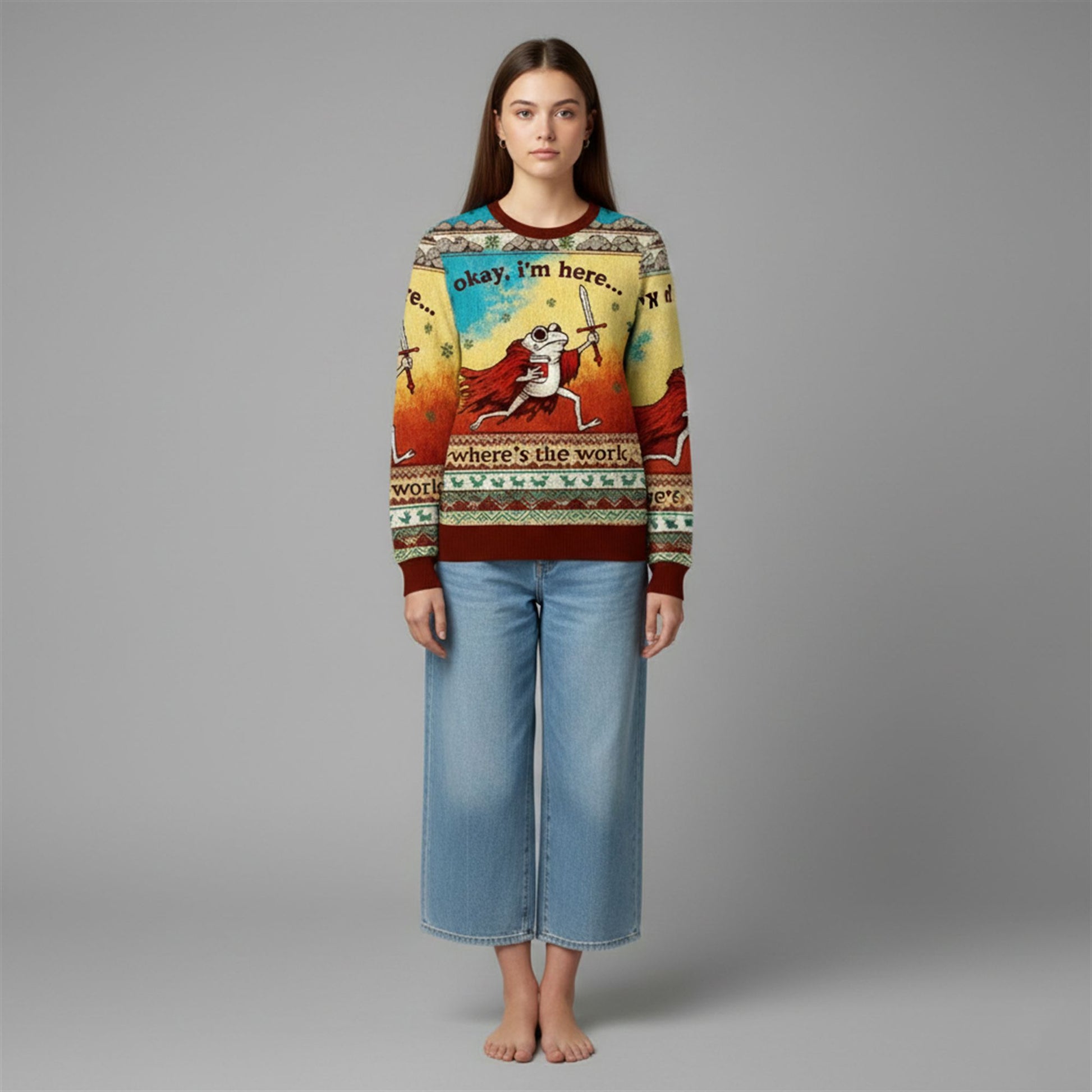 2026 Christmas Frog Where's The Work Ugly Sweater - Moonbestprint
