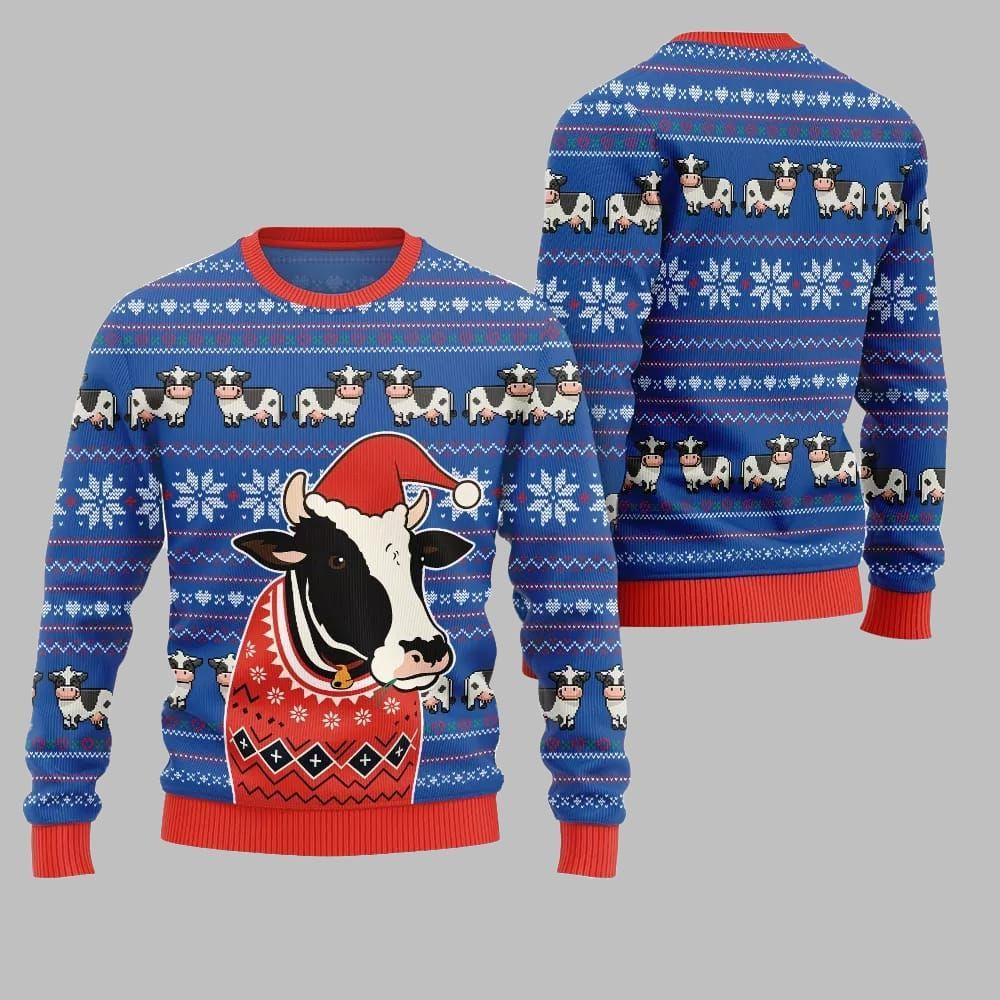 2026 Christmas Funny Cow Ugly Christmas Sweater - Moonbestprint