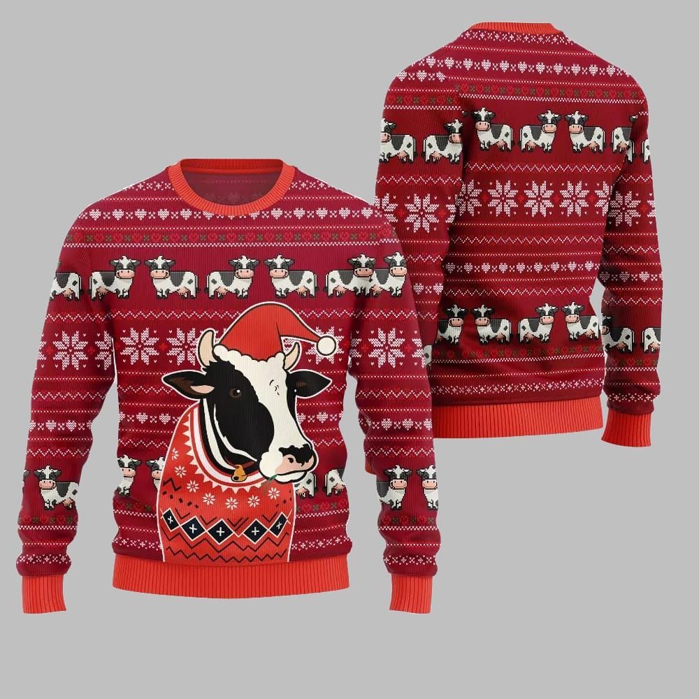 2026 Christmas Funny Cow Ugly Christmas Sweater - Moonbestprint