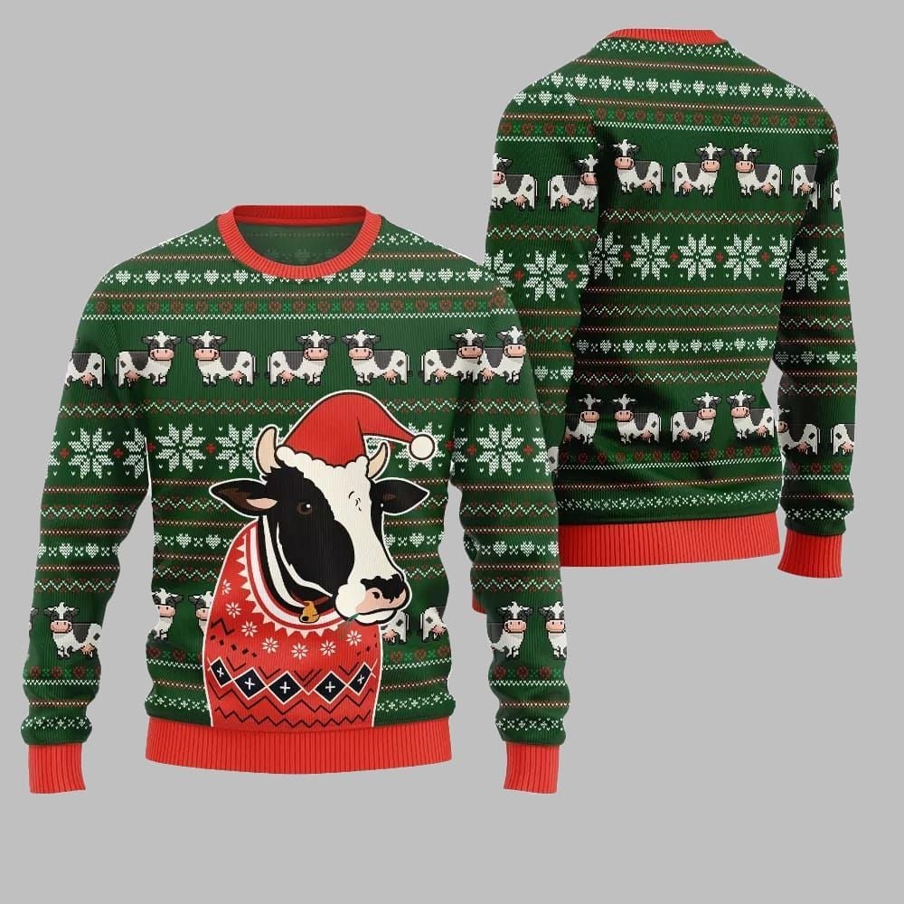 2026 Christmas Funny Cow Ugly Christmas Sweater - Moonbestprint