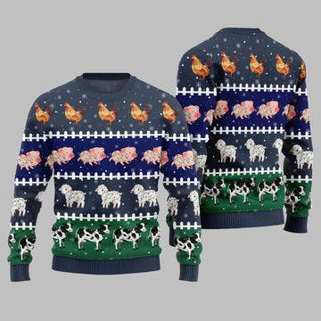2026 Christmas Funny Farming Animals Ugly Christmas Sweater - Moonbestprint
