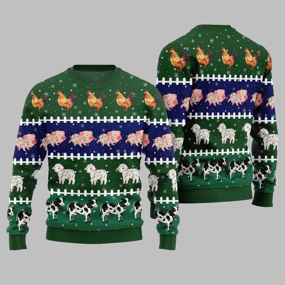2026 Christmas Funny Farming Animals Ugly Christmas Sweater - Moonbestprint