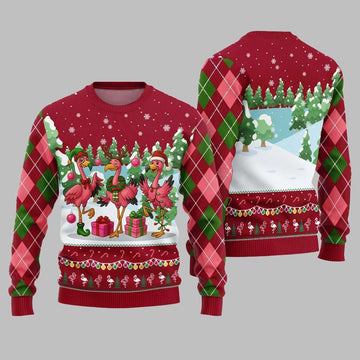 2026 Christmas Funny Flamingo Ugly Christmas Sweater - Moonbestprint