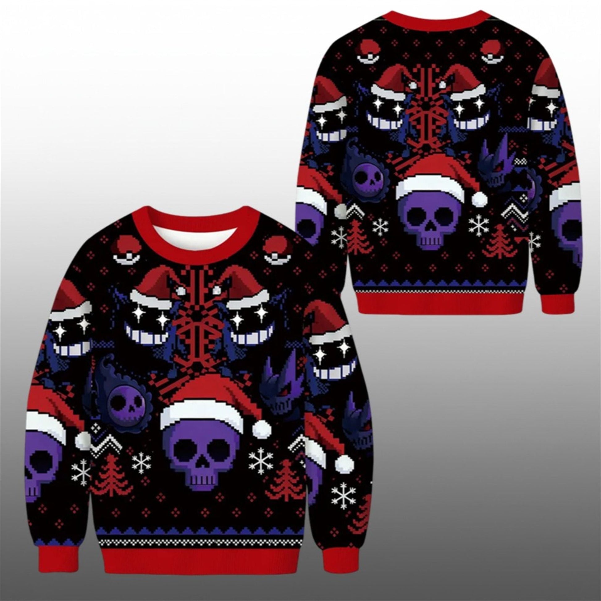 2026 Christmas Funny Ghost Gengar Ugly Sweater - Moonbestprint