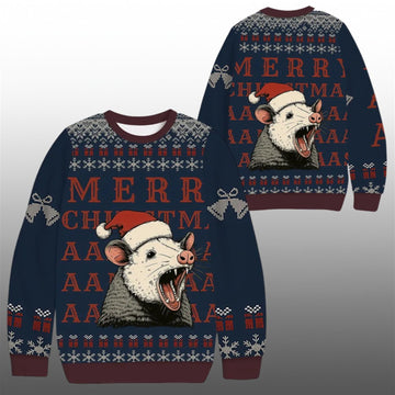 2026 Christmas Funny Opossum Merry Christmas AAA Ugly Sweater - Moonbestprint