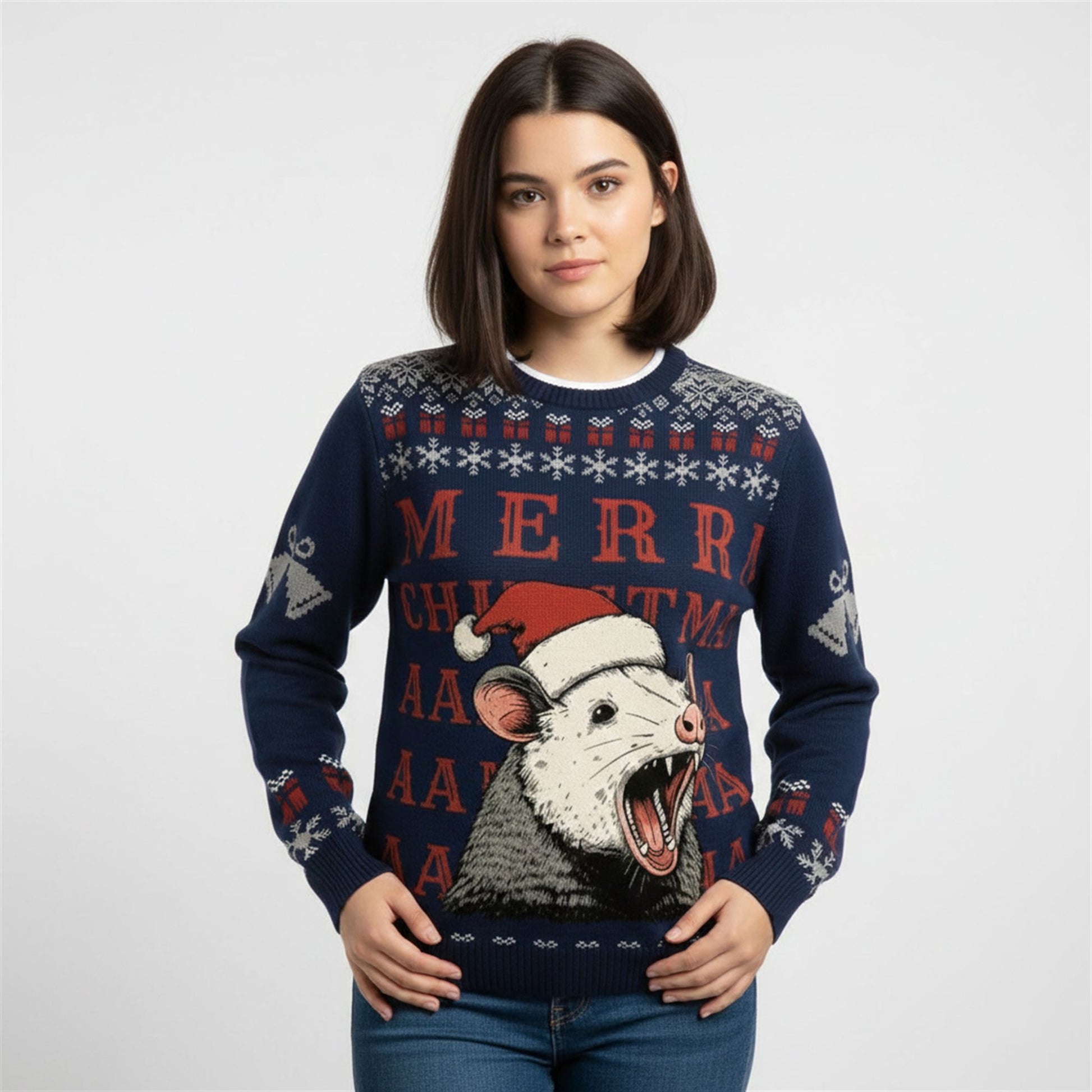 2026 Christmas Funny Opossum Merry Christmas AAA Ugly Sweater - Moonbestprint