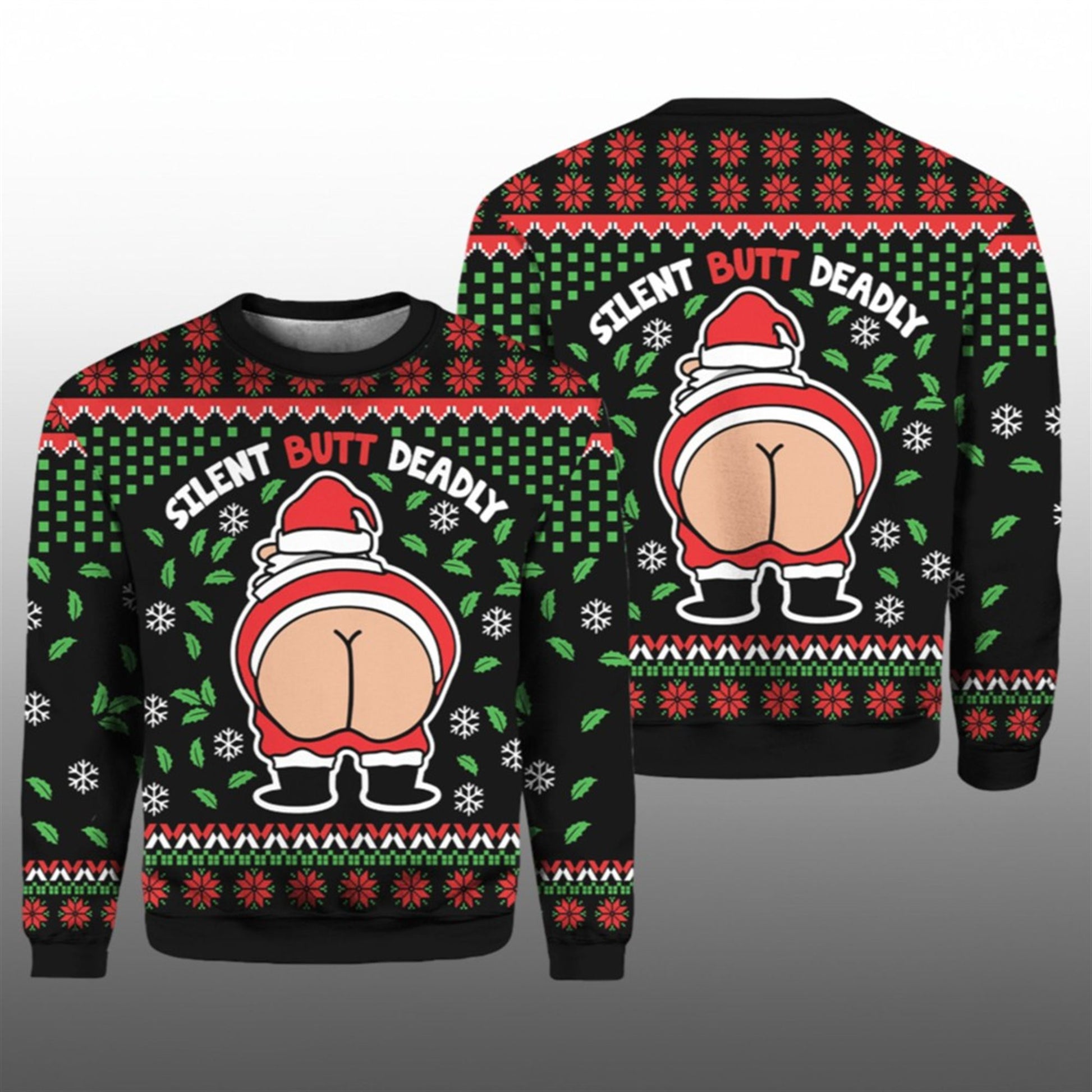2026 Christmas Funny Silent Butt Deadly Santa Ugly Sweater - Moonbestprint