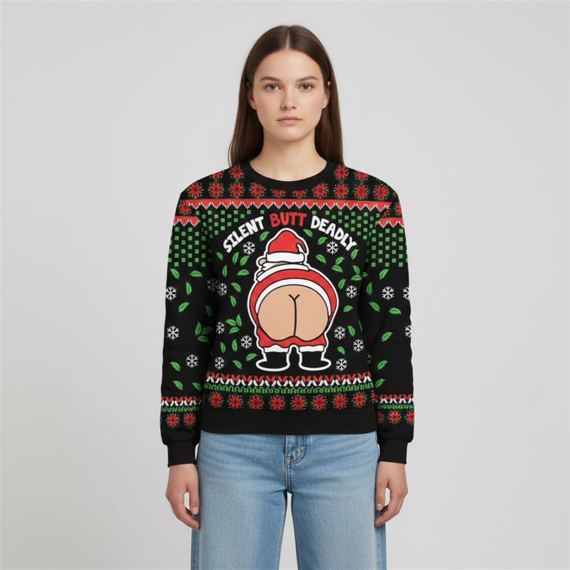 2026 Christmas Funny Silent Butt Deadly Santa Ugly Sweater - Moonbestprint