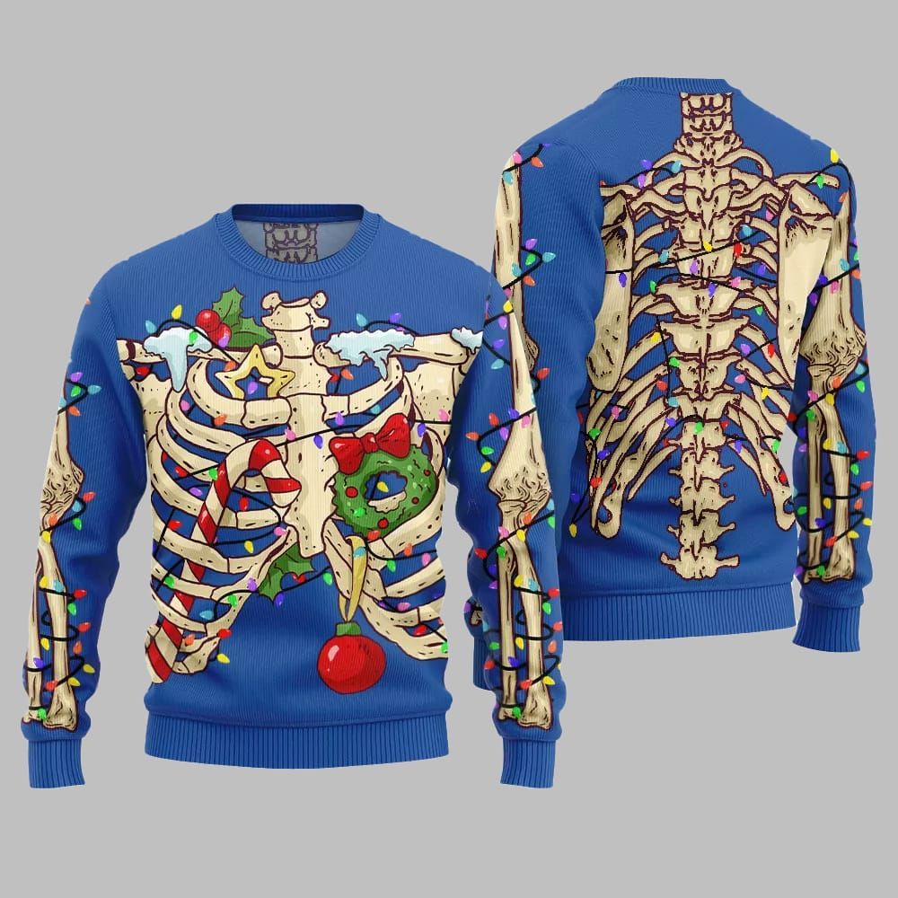 2026 Christmas Funny Skeleton Ugly Christmas Sweater - Moonbestprint