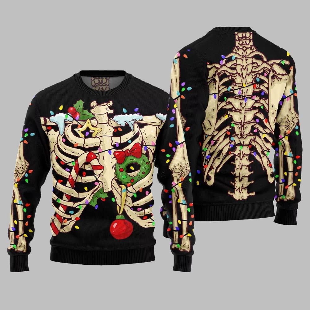 2026 Christmas Funny Skeleton Ugly Christmas Sweater - Moonbestprint