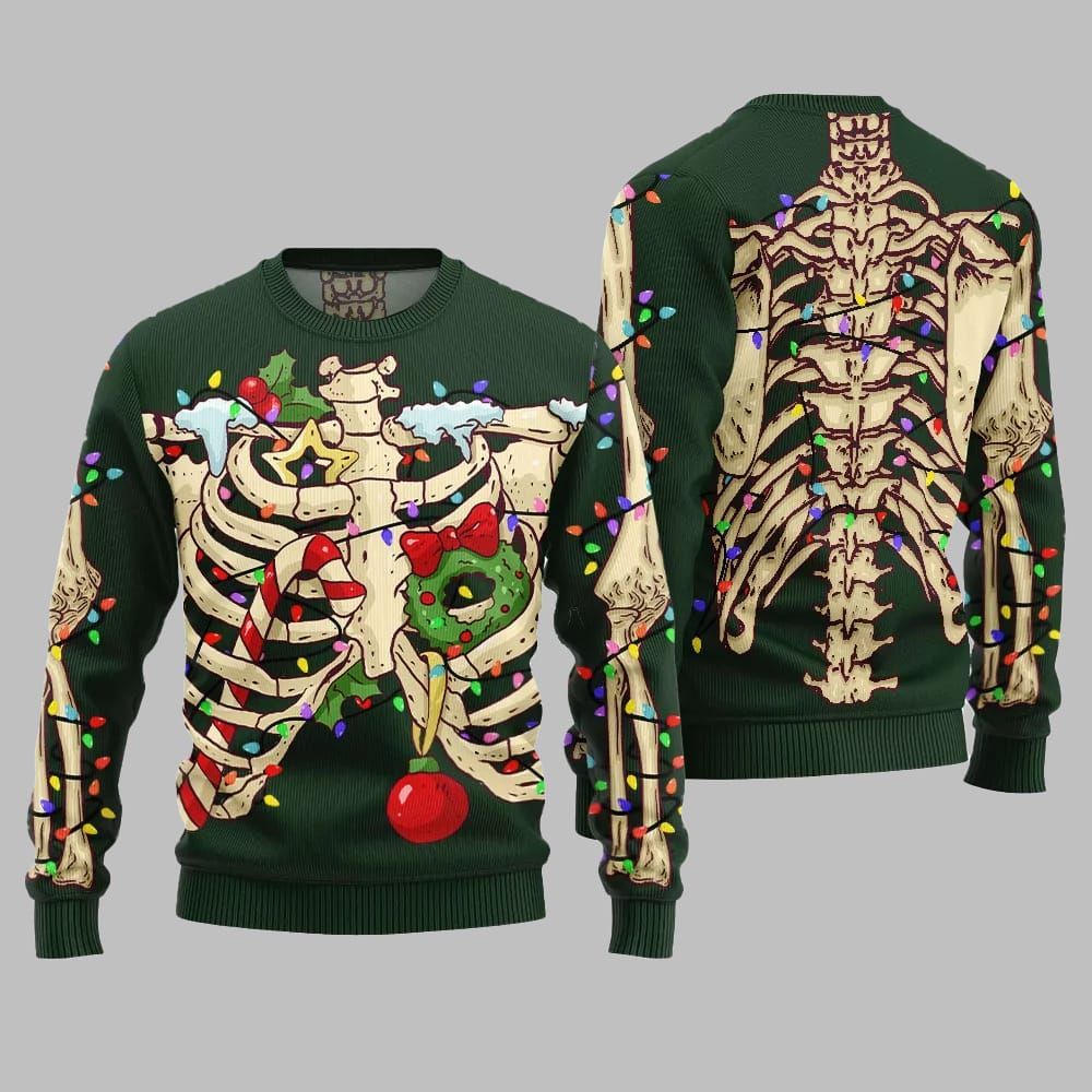 2026 Christmas Funny Skeleton Ugly Christmas Sweater - Moonbestprint