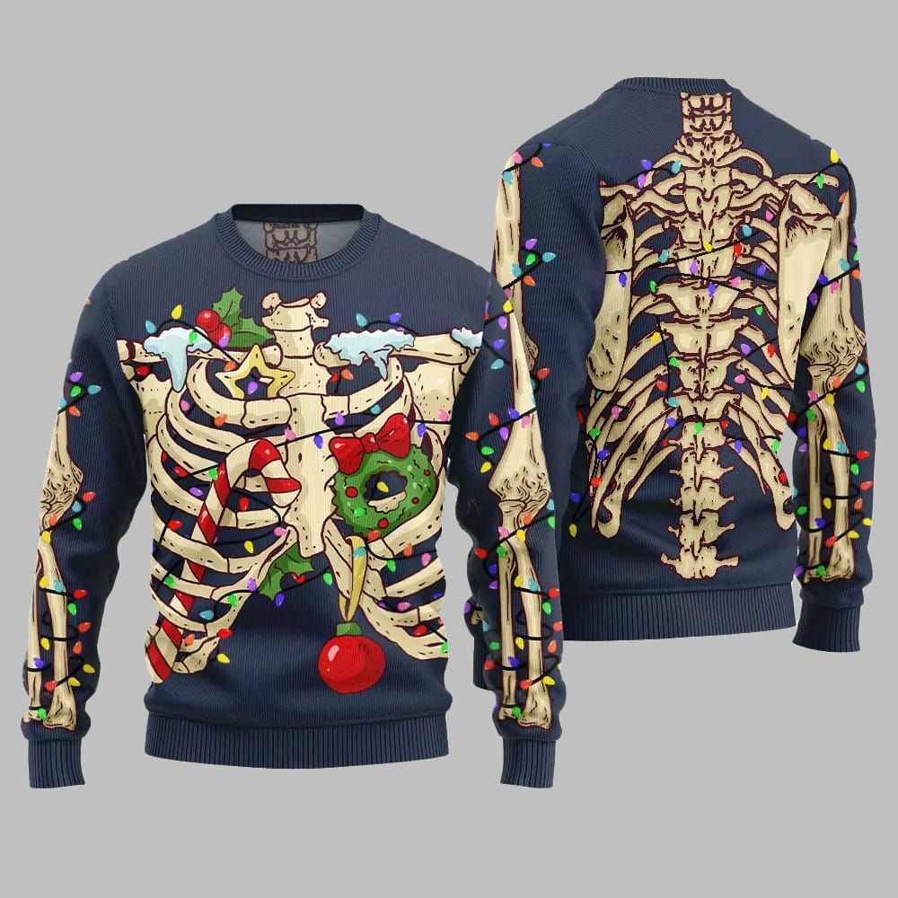2026 Christmas Funny Skeleton Ugly Christmas Sweater - Moonbestprint