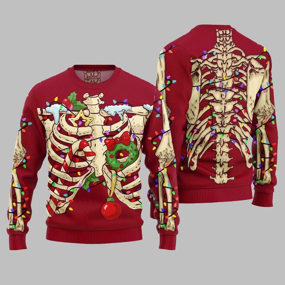 2026 Christmas Funny Skeleton Ugly Christmas Sweater - Moonbestprint