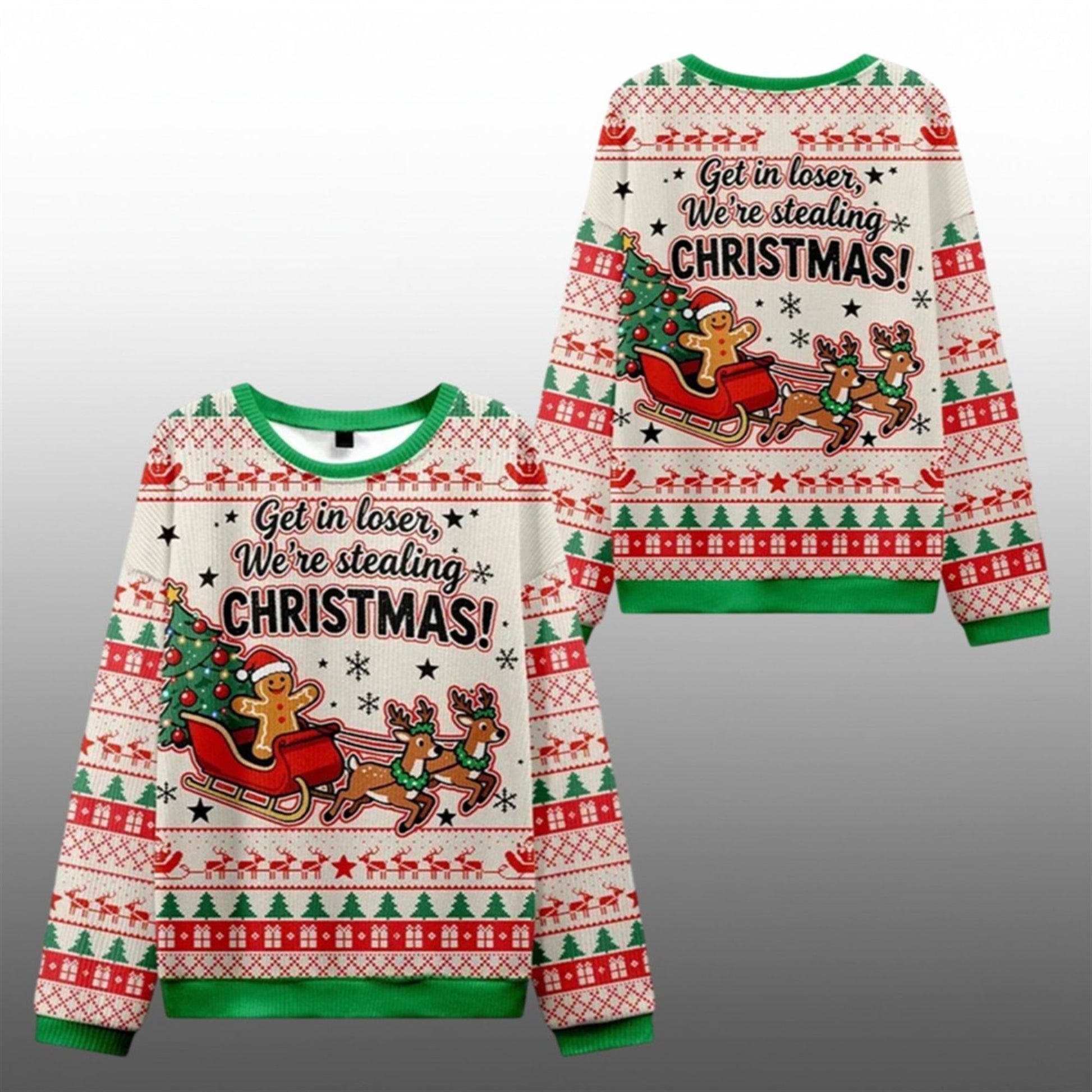 2026 Christmas Gingerbread Man Gives Gifts Ugly Sweater - Moonbestprint