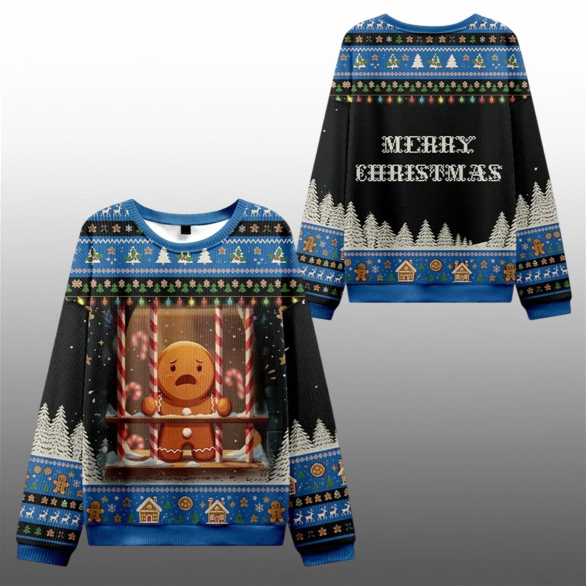 2026 Christmas Gingerbread Man Is Watching You In Prison Ugly Sweater - Moonbestprint