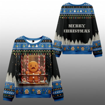 2026 Christmas Gingerbread Man Is Watching You In Prison Ugly Sweater - Moonbestprint