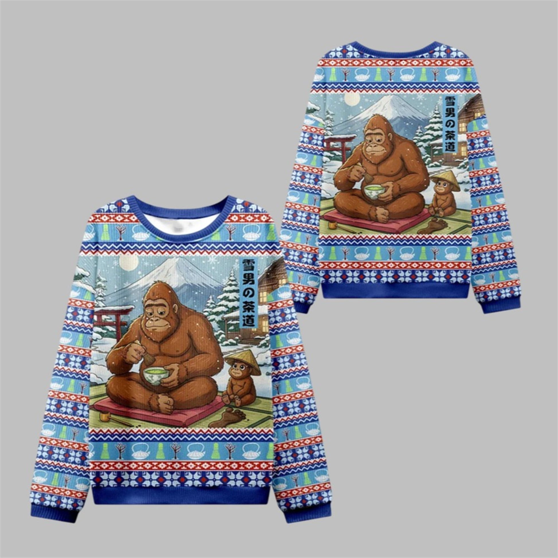 2026 Christmas Zen Yeti Japanese Tea Ugly Sweater - Moonbestprint
