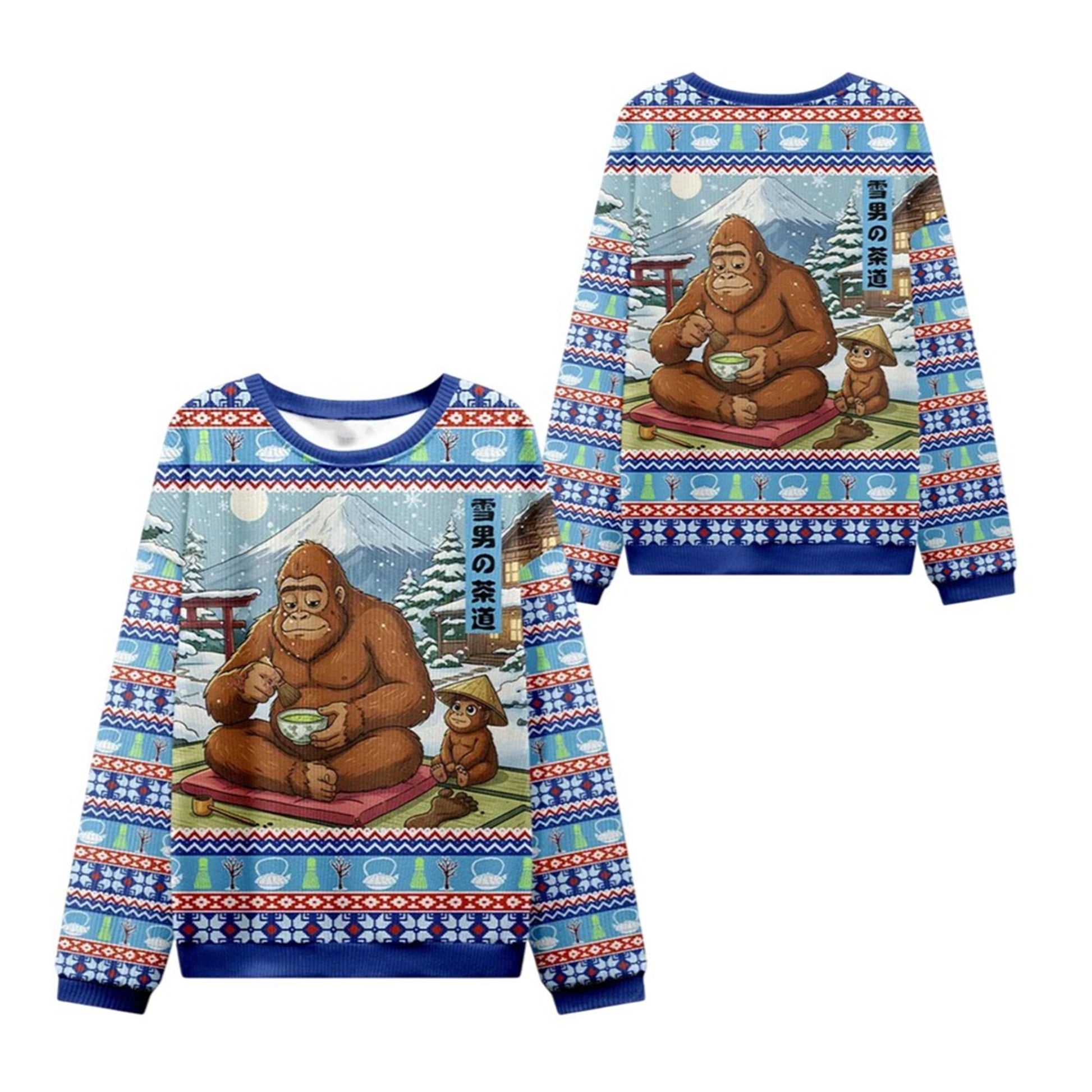 2026 Christmas Zen Yeti Japanese Tea Ugly Sweater - Moonbestprint