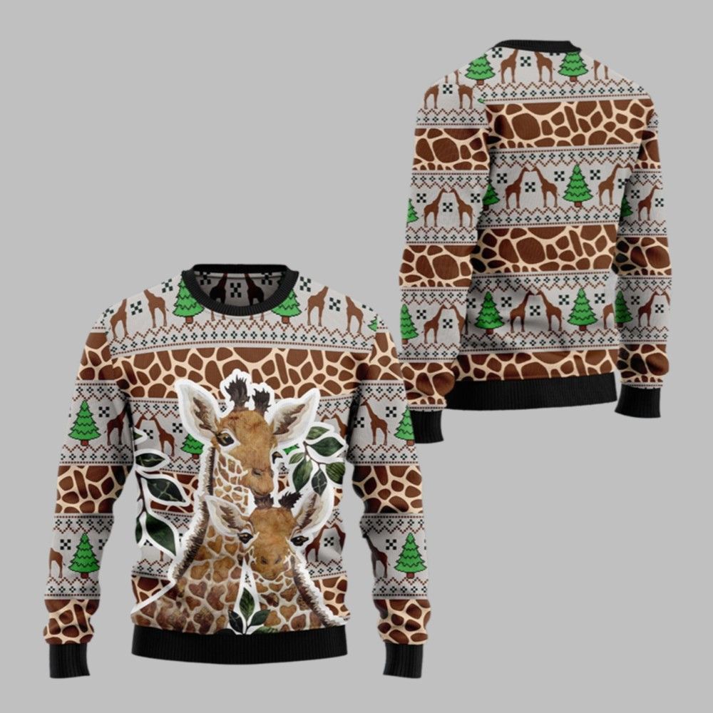 2026 Christmas Giraffe Family Ugly Christmas Sweater - Moonbestprint