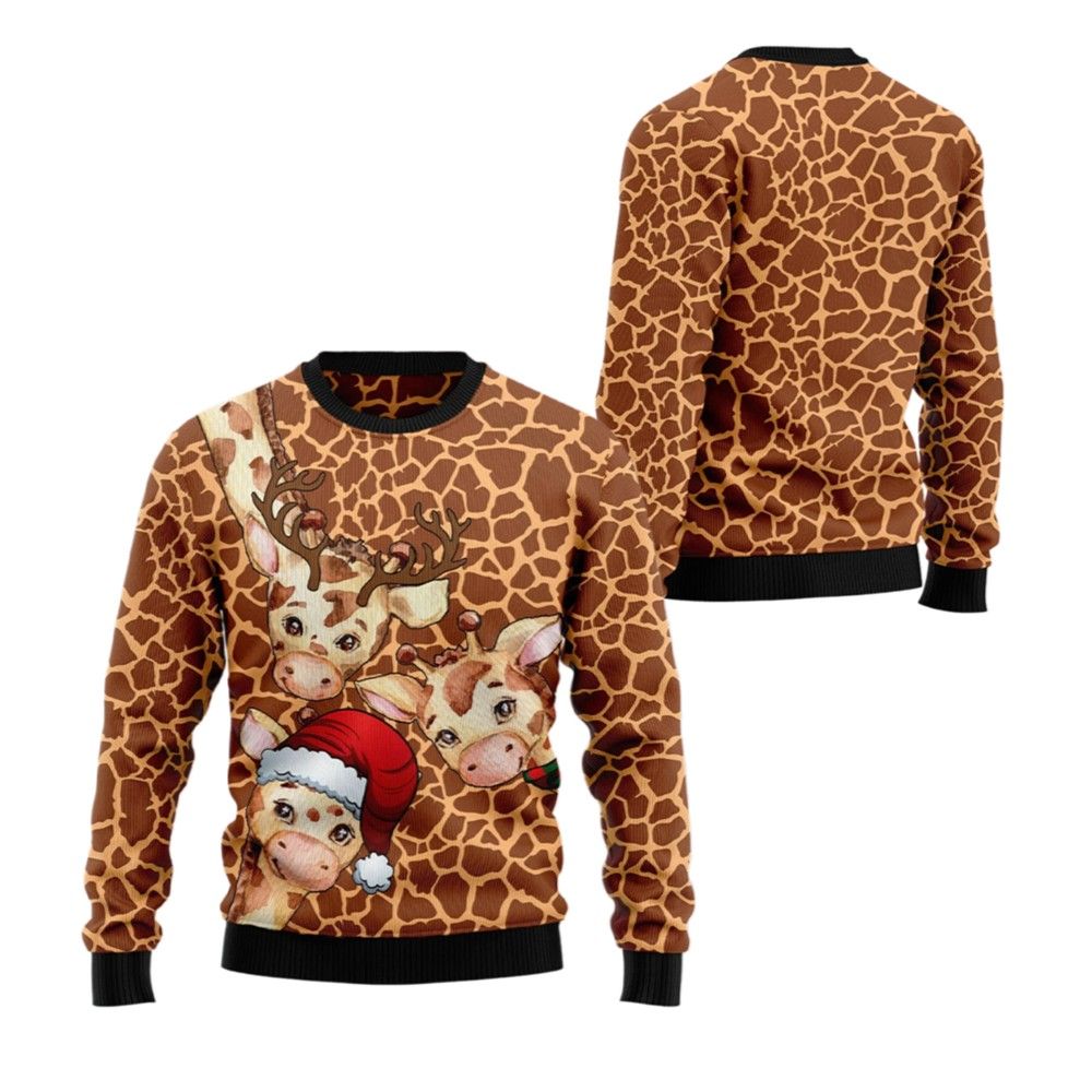 2026 Christmas Giraffe Funny Ugly Christmas Sweater - Moonbestprint