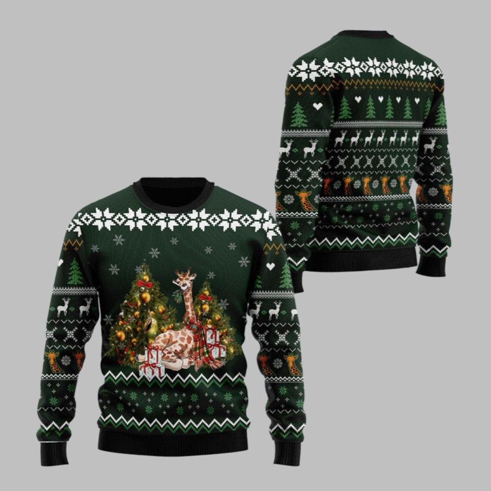 2026 Christmas Giraffe Holiday Ugly Christmas Sweater - Moonbestprint
