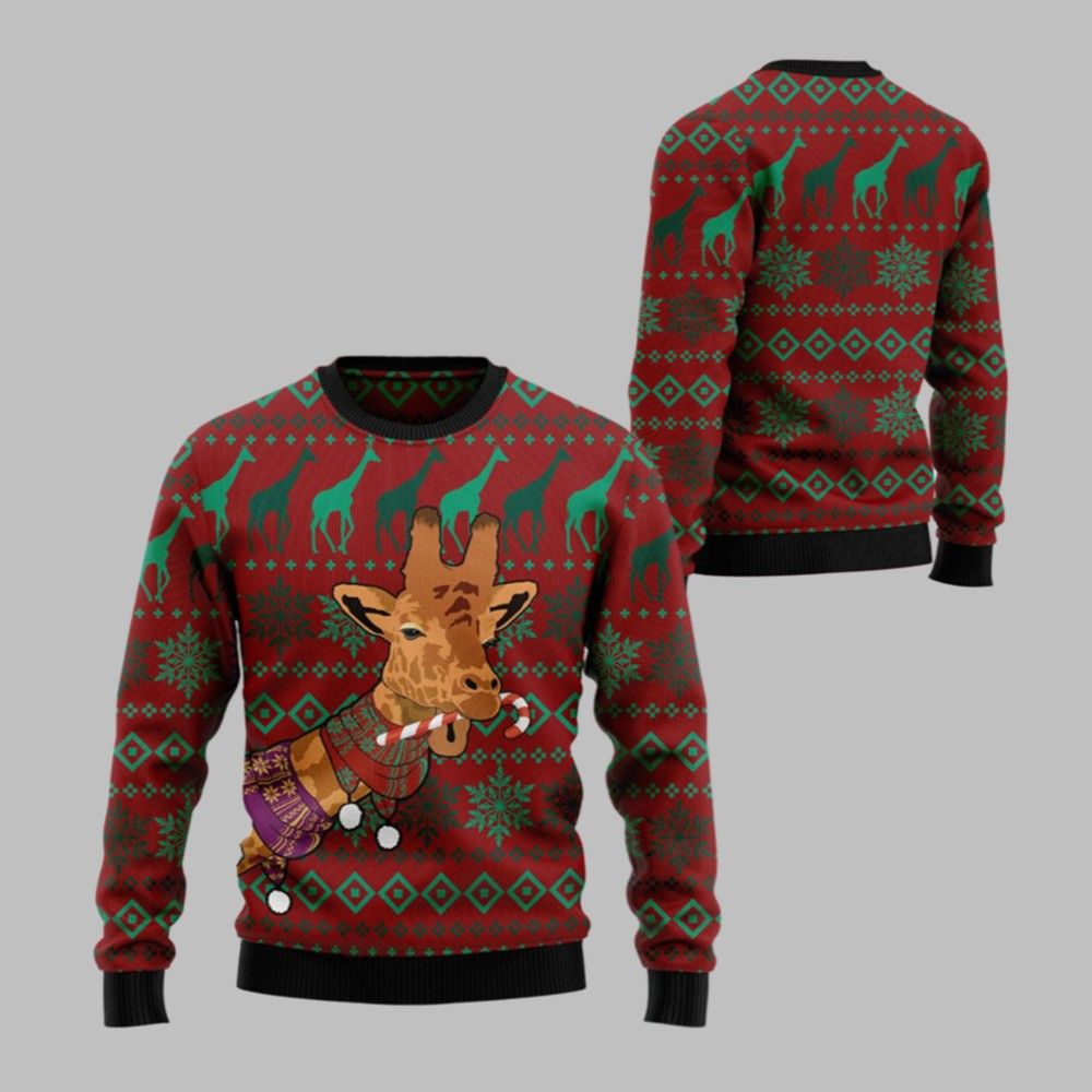 2026 Christmas Giraffe Winter Ugly Christmas Sweater - Moonbestprint