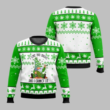 2026 Christmas Gnome I Like Big Buds And I Cannot Lie Ugly Christmas Sweater - Moonbestprint