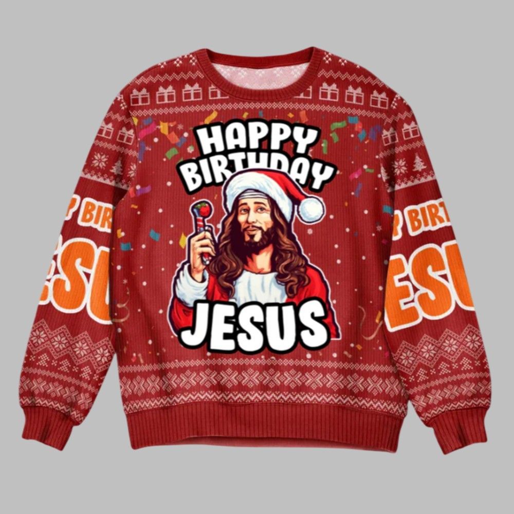 2026 Christmas Go Jesus It's Your Birthday Christmas Ugly Sweater - Moonbestprint