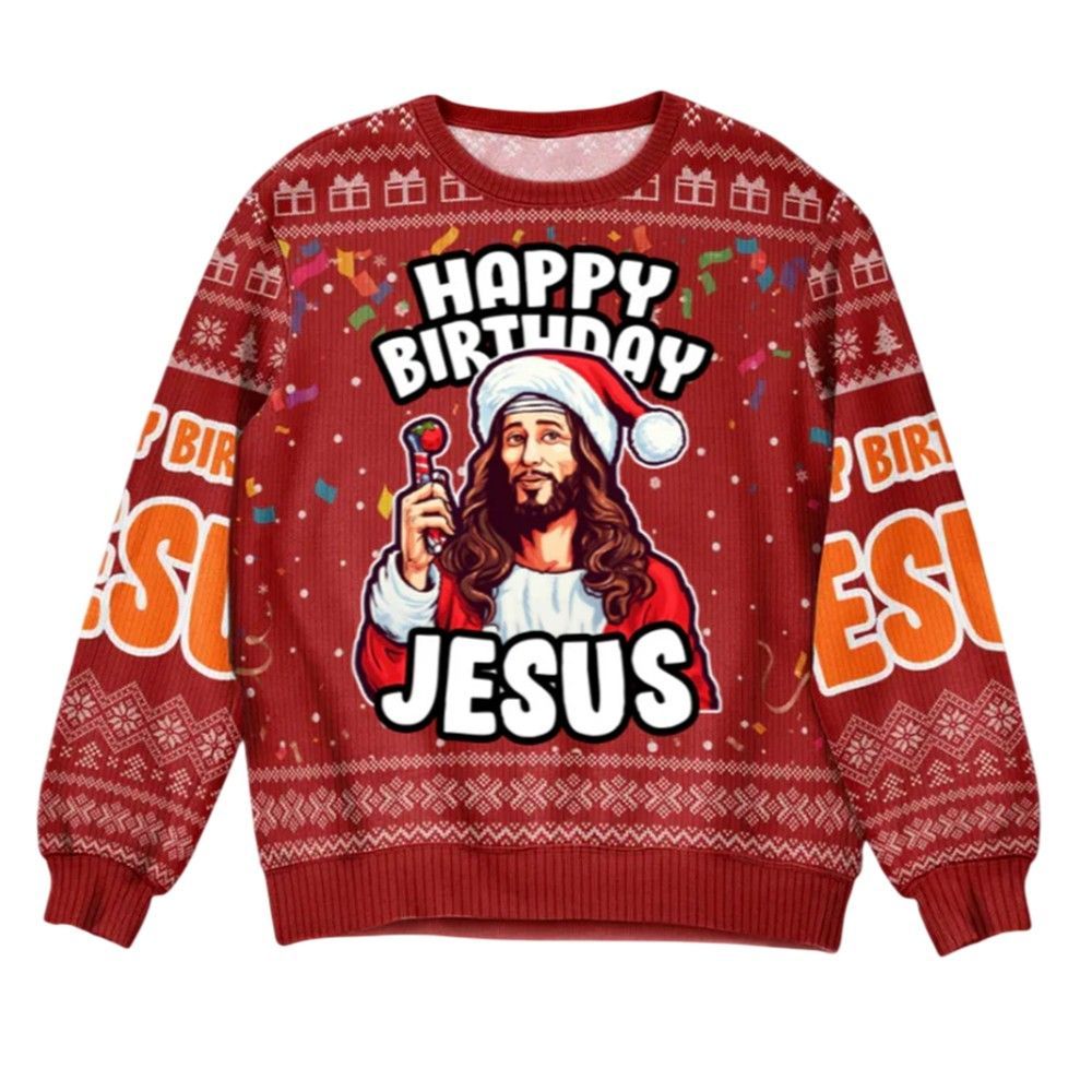 2026 Christmas Go Jesus It's Your Birthday Christmas Ugly Sweater - Moonbestprint