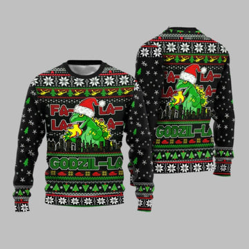 2026 Christmas Godzila Falalalala Ugly Christmas Sweater - Moonbestprint