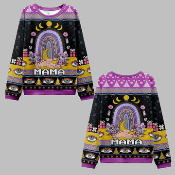 2026 Christmas Gothic Mama Rainbow Ugly Christmas Sweater - Moonbestprint