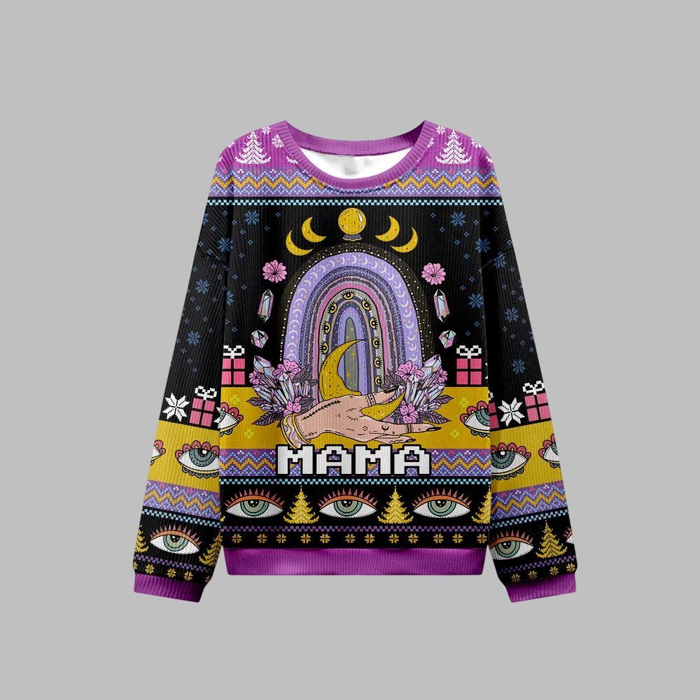 2026 Christmas Gothic Mama Rainbow Ugly Christmas Sweater - Moonbestprint