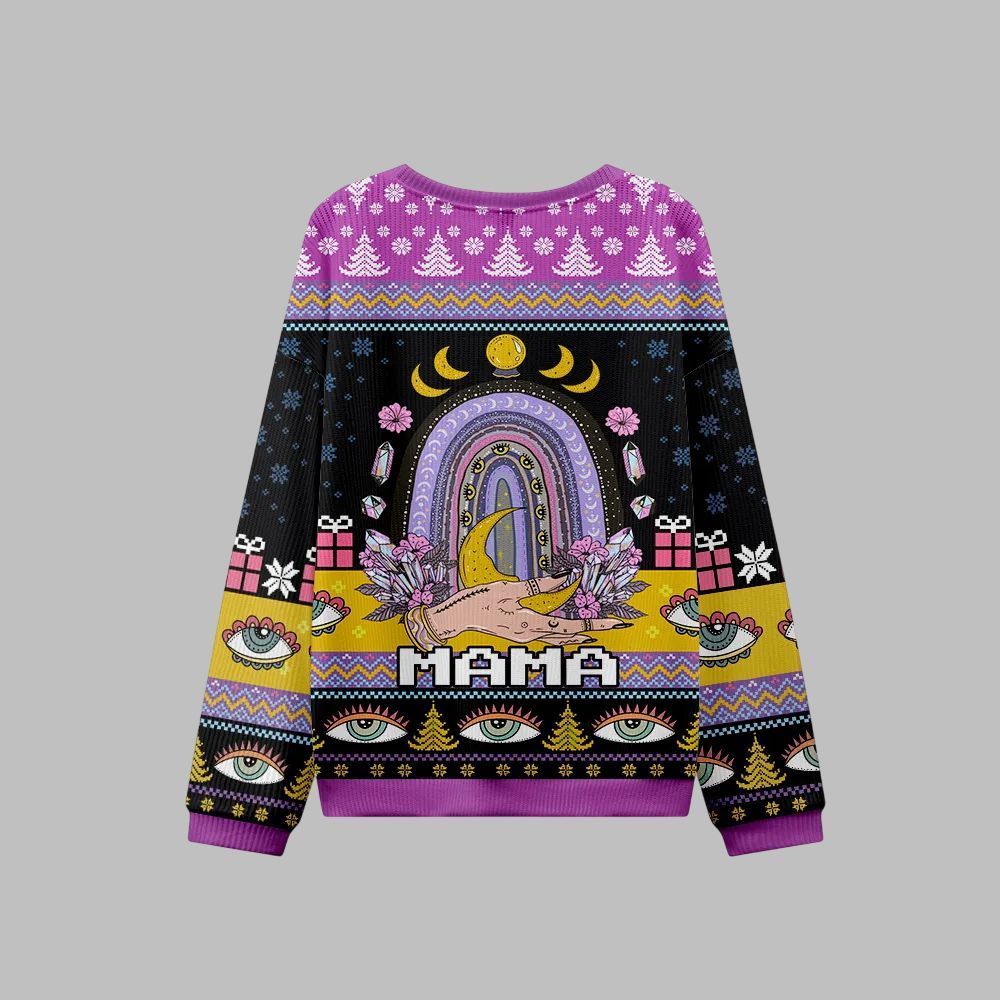 2026 Christmas Gothic Mama Rainbow Ugly Christmas Sweater - Moonbestprint