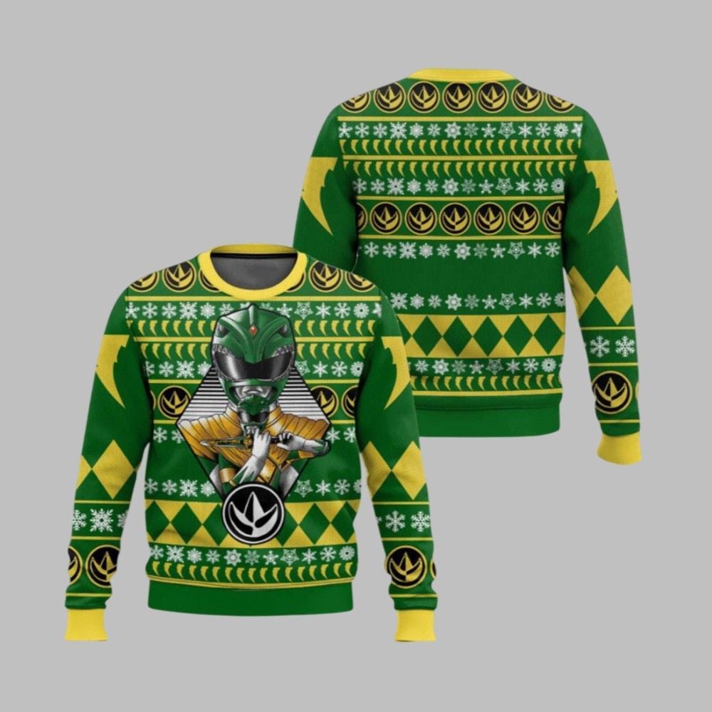 2026 Christmas Green Power Rangers Ugly Christmas Sweater - Moonbestprint